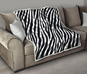 Black White Zebra Pattern Print Quilt