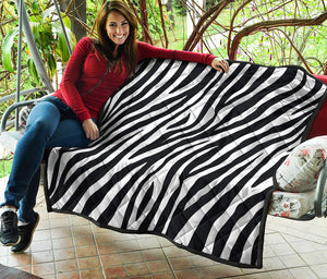 Black White Zebra Pattern Print Quilt