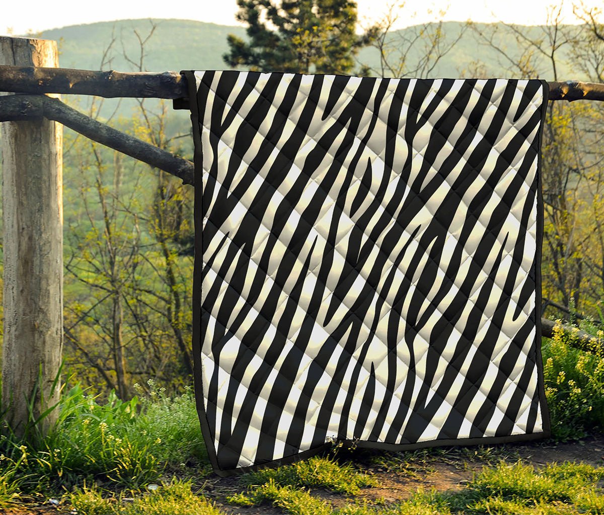 Black White Zebra Pattern Print Quilt