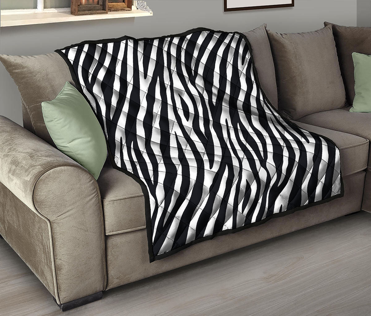 Black White Zebra Pattern Print Quilt