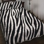 Black White Zebra Pattern Print Quilt Bed Set