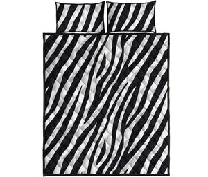 Black White Zebra Pattern Print Quilt Bed Set