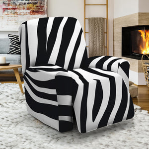 Black White Zebra Pattern Print Recliner Slipcover