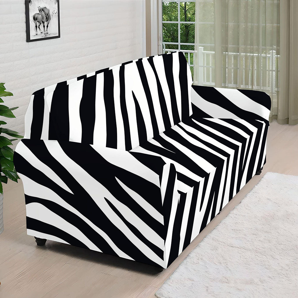 Black White Zebra Pattern Print Sofa Cover
