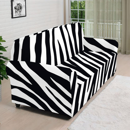 Black White Zebra Pattern Print Sofa Cover
