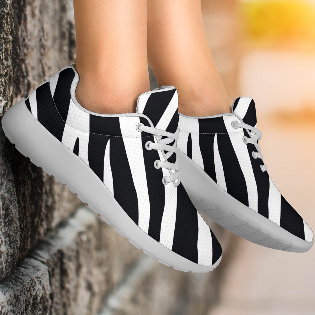 Black White Zebra Pattern Print Sport Shoes GearFrost