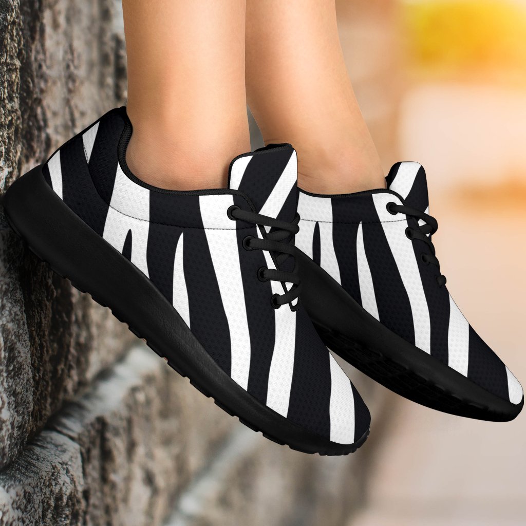 Black White Zebra Pattern Print Sport Shoes GearFrost