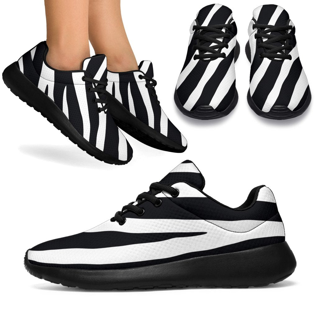 Black White Zebra Pattern Print Sport Shoes GearFrost