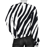 Black White Zebra Pattern Print Women's Crewneck Sweatshirt GearFrost