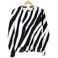 Black White Zebra Pattern Print Women's Crewneck Sweatshirt
