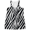 Black White Zebra Pattern Print Women's Racerback Tank Top