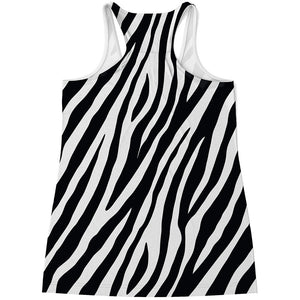 Black White Zebra Pattern Print Women's Racerback Tank Top