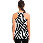 Black White Zebra Pattern Print Women's Racerback Tank Top