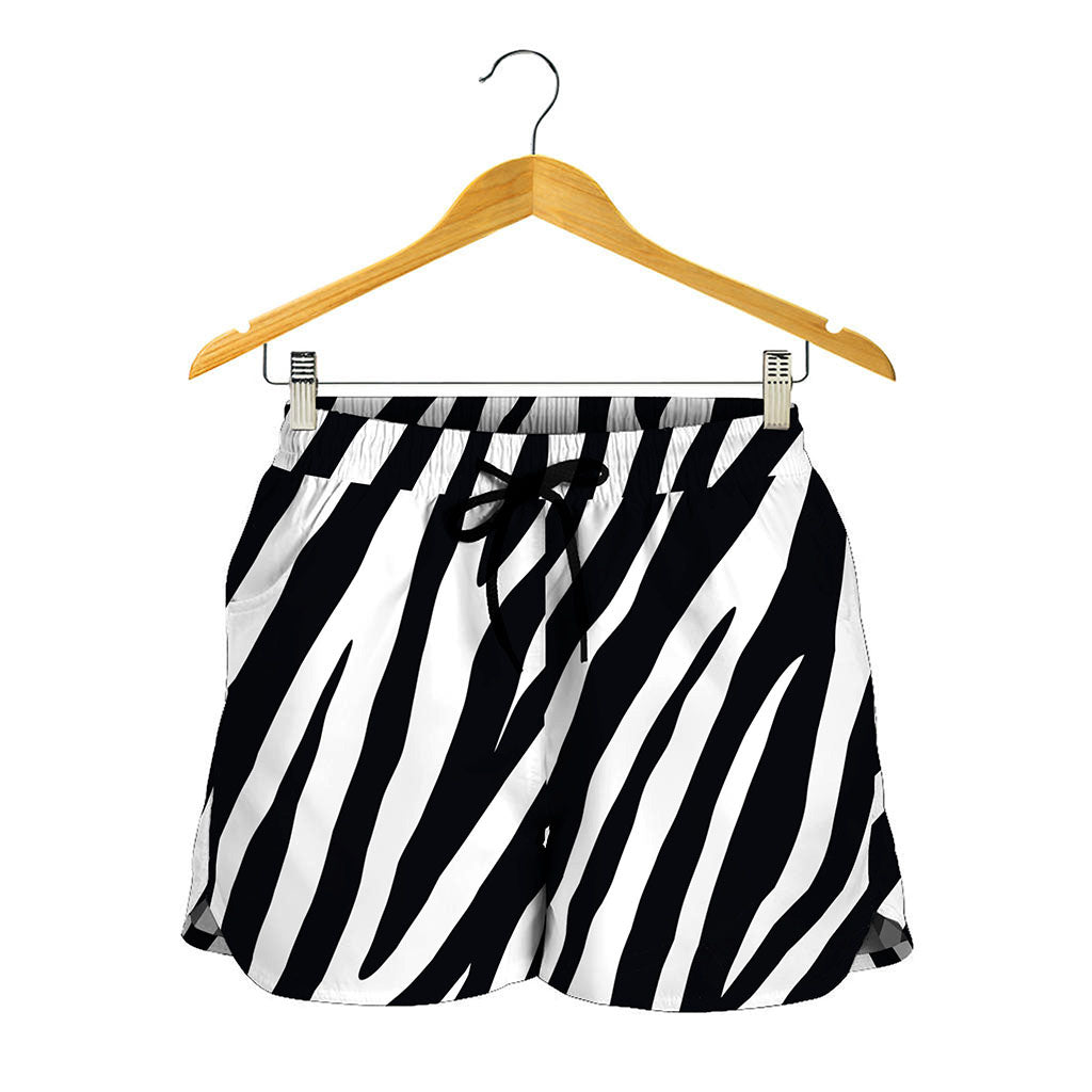 Black White Zebra Pattern Print Women's Shorts