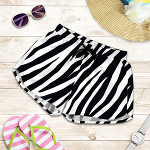 Black White Zebra Pattern Print Women's Shorts