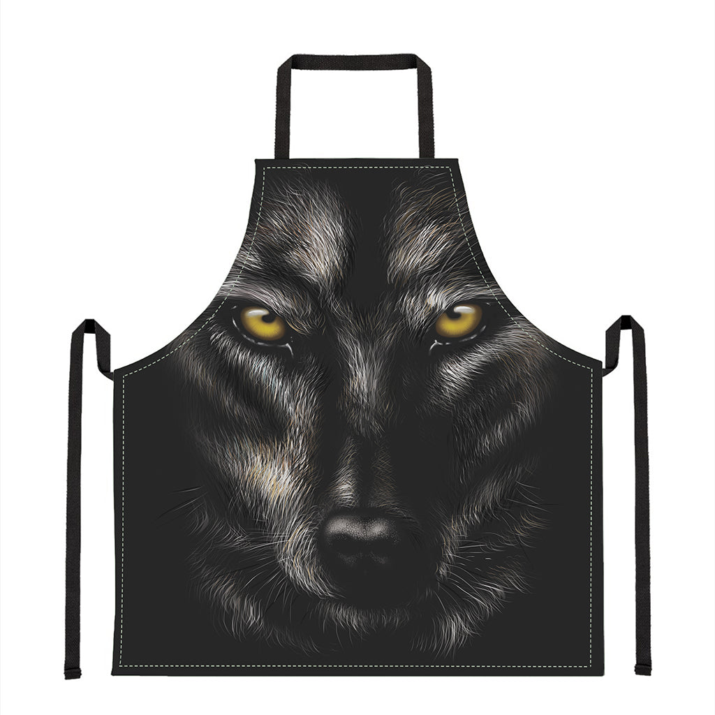 Black Wolf Portrait Print Apron