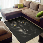 Black Wolf Portrait Print Area Rug