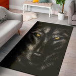 Black Wolf Portrait Print Area Rug
