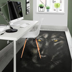 Black Wolf Portrait Print Area Rug