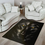 Black Wolf Portrait Print Area Rug