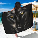 Black Wolf Portrait Print Beach Sarong Wrap