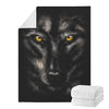 Black Wolf Portrait Print Blanket