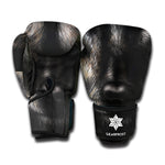Black Wolf Portrait Print Boxing Gloves