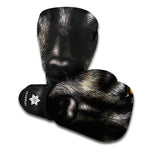 Black Wolf Portrait Print Boxing Gloves