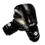 Black Wolf Portrait Print Boxing Gloves