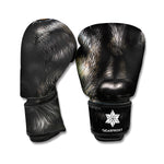 Black Wolf Portrait Print Boxing Gloves