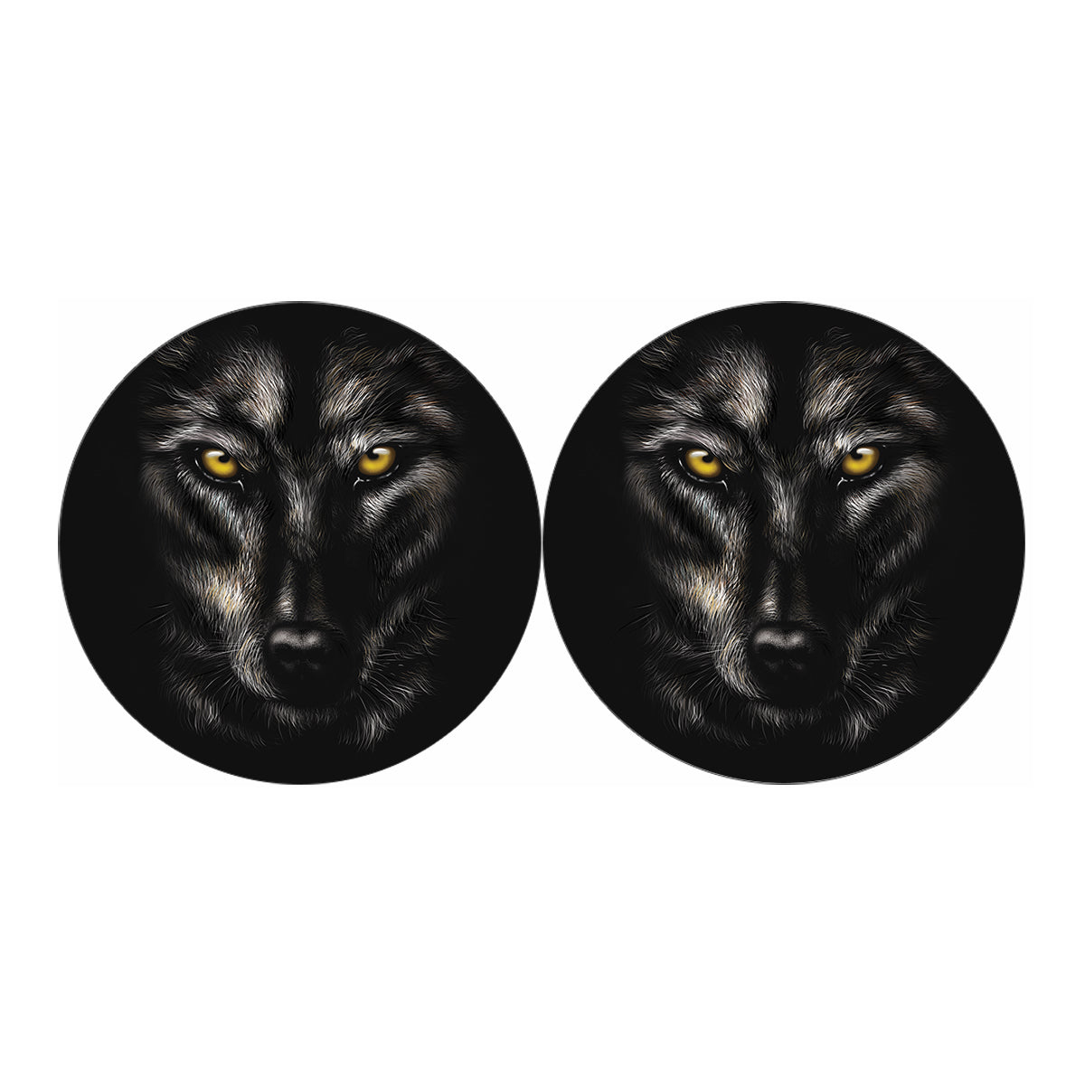 Black Wolf Portrait Print Car Coasters