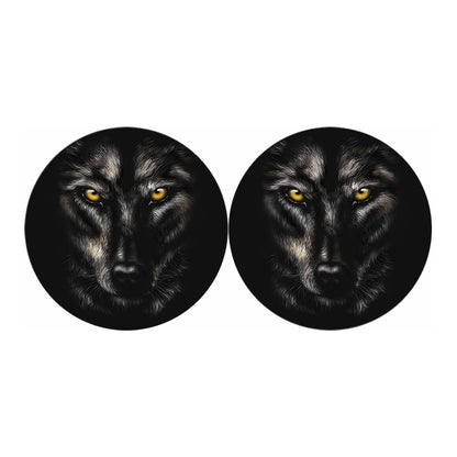 Black Wolf Portrait Print Car Coasters