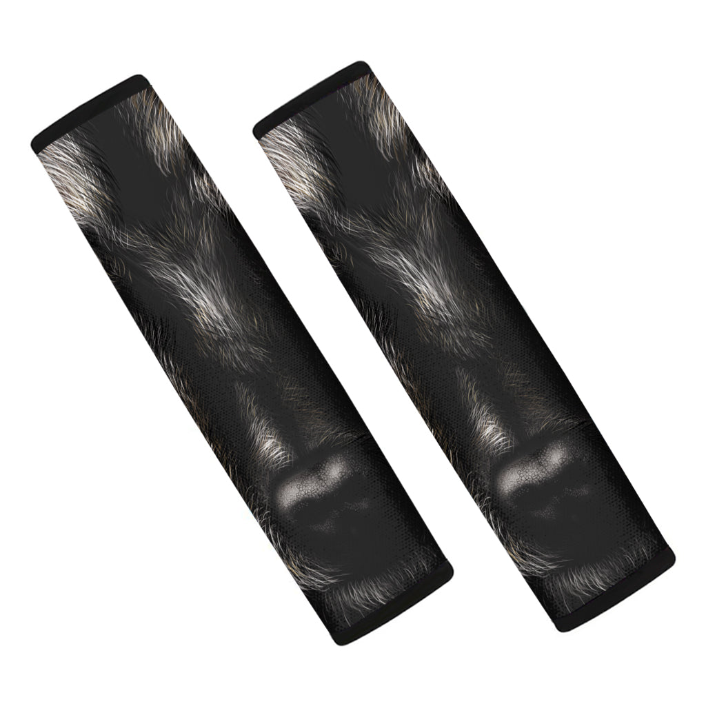 Black Wolf Portrait Print Car Seat Belt Covers