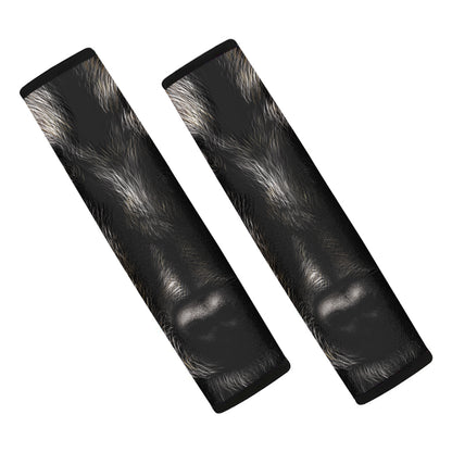 Black Wolf Portrait Print Car Seat Belt Covers
