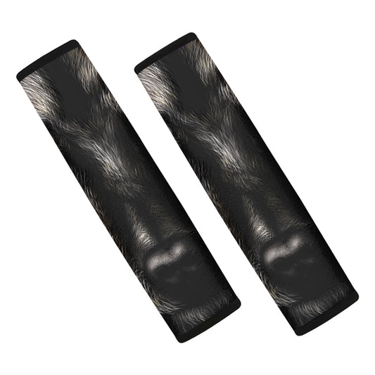 Black Wolf Portrait Print Car Seat Belt Covers