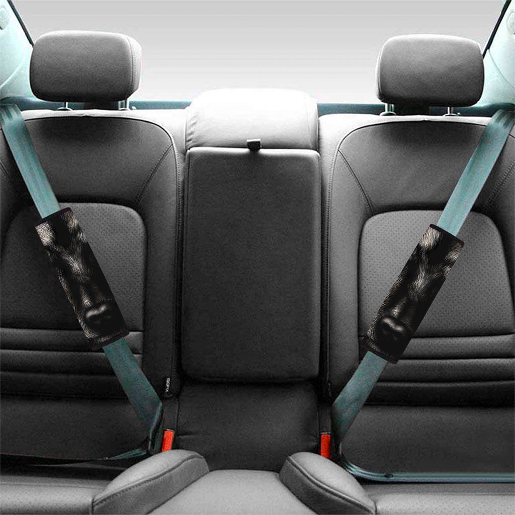 Black Wolf Portrait Print Car Seat Belt Covers