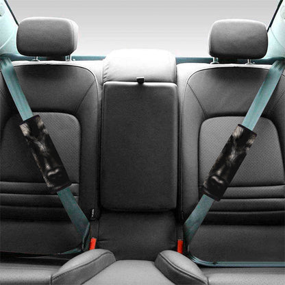 Black Wolf Portrait Print Car Seat Belt Covers