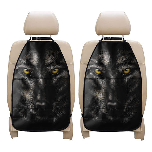 Black Wolf Portrait Print Car Seat Organizers