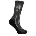 Black Wolf Portrait Print Crew Socks