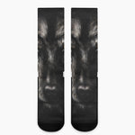 Black Wolf Portrait Print Crew Socks