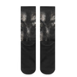 Black Wolf Portrait Print Crew Socks