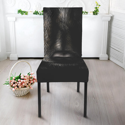 Black Wolf Portrait Print Dining Chair Slipcover