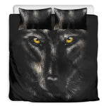 Black Wolf Portrait Print Duvet Cover Bedding Set