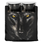 Black Wolf Portrait Print Duvet Cover Bedding Set