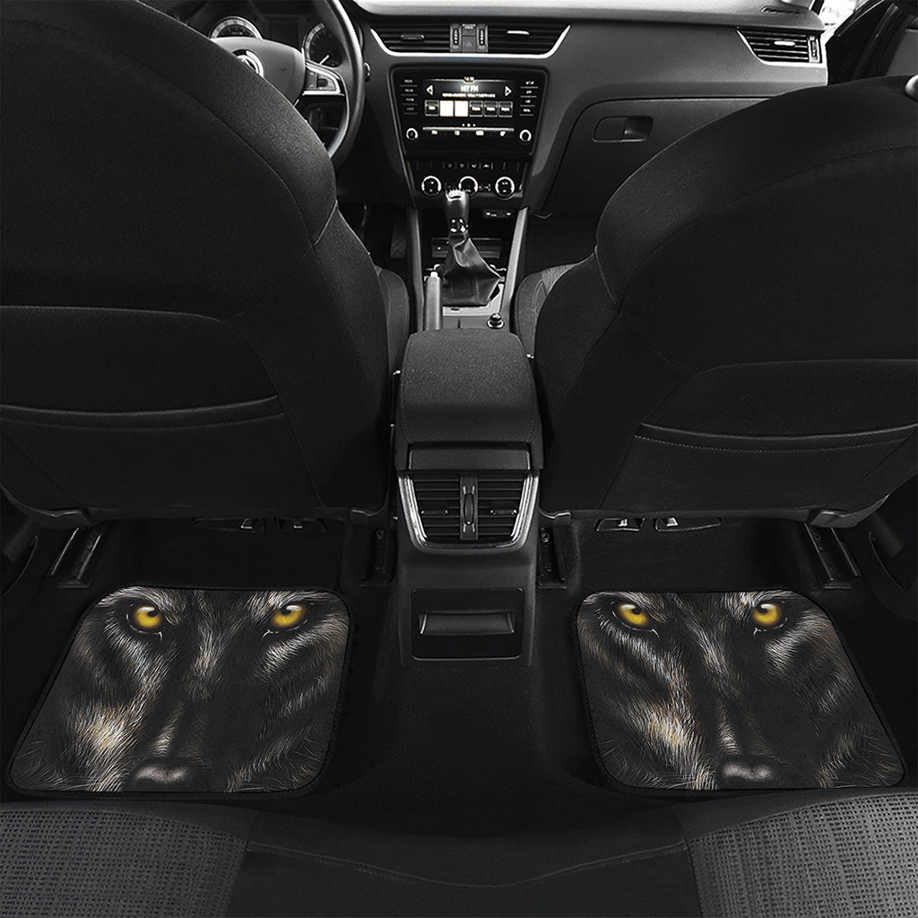 Black Wolf Portrait Print Front and Back Car Floor Mats