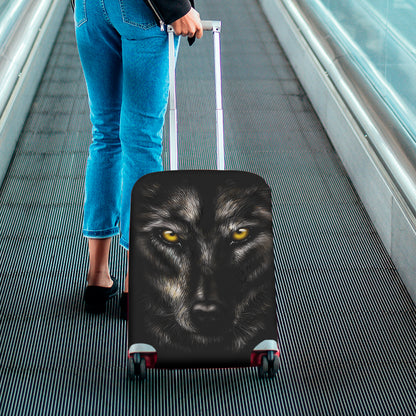 Black Wolf Portrait Print Luggage Cover