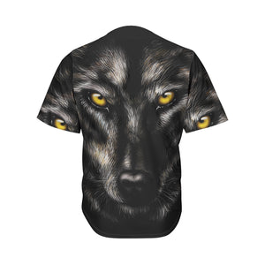 Black Wolf Portrait Print Men's Baseball Jersey