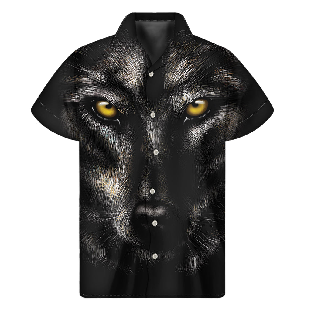 Black Wolf Portrait Print Men's Short Sleeve Shirt