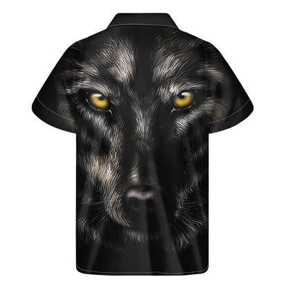 Black Wolf Portrait Print Men's Short Sleeve Shirt