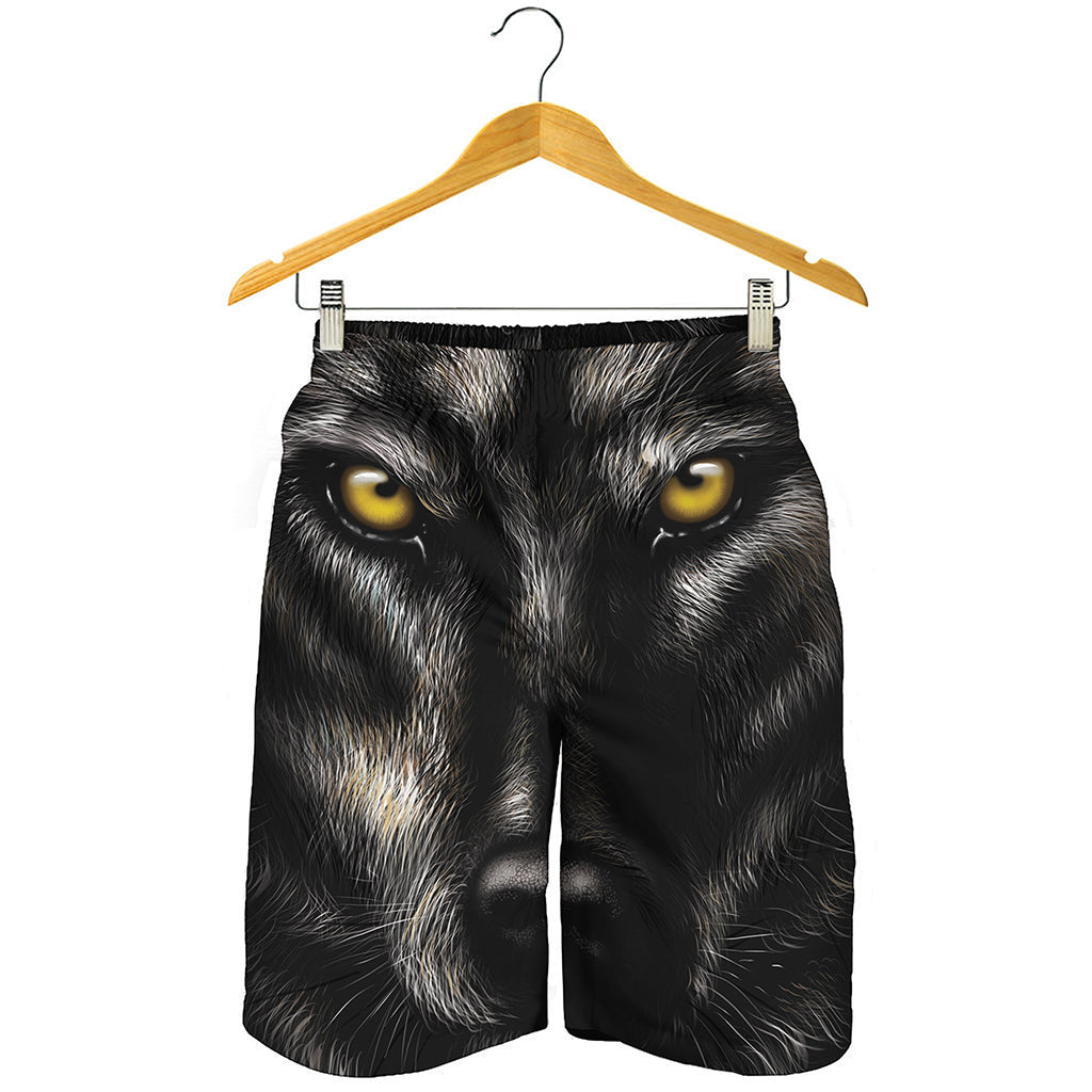 Black Wolf Portrait Print Men's Shorts